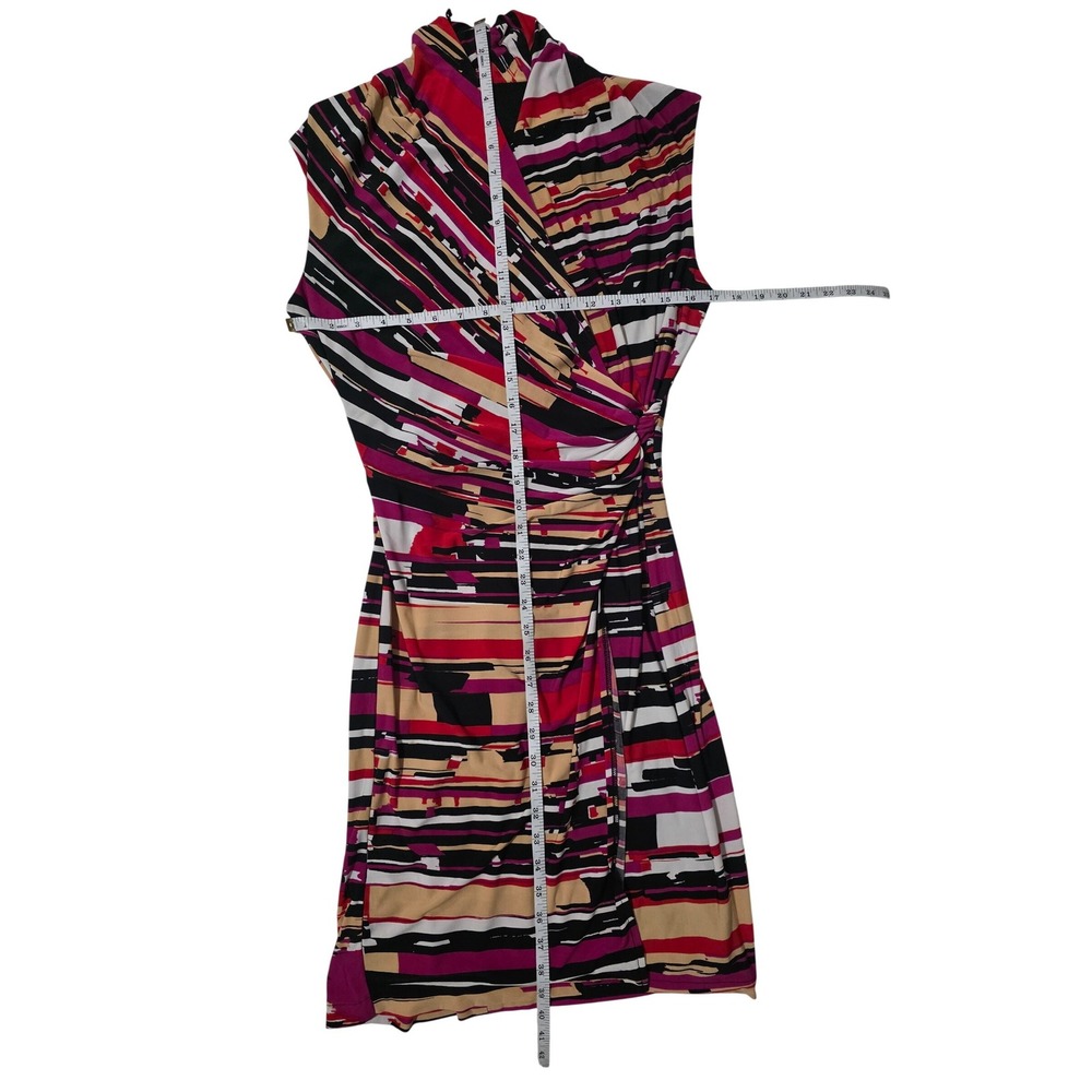 Peck‎ & Peck Women Magenta Abstract Geometric Ruched Sheath Dress Size 6 - Picture 6 of 7